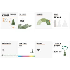 Glitzhome 7.5-ft Silver Tinsel Artificial Christmas Tree - Full Shape - Green - Standard Size - 1188 PVC Tips