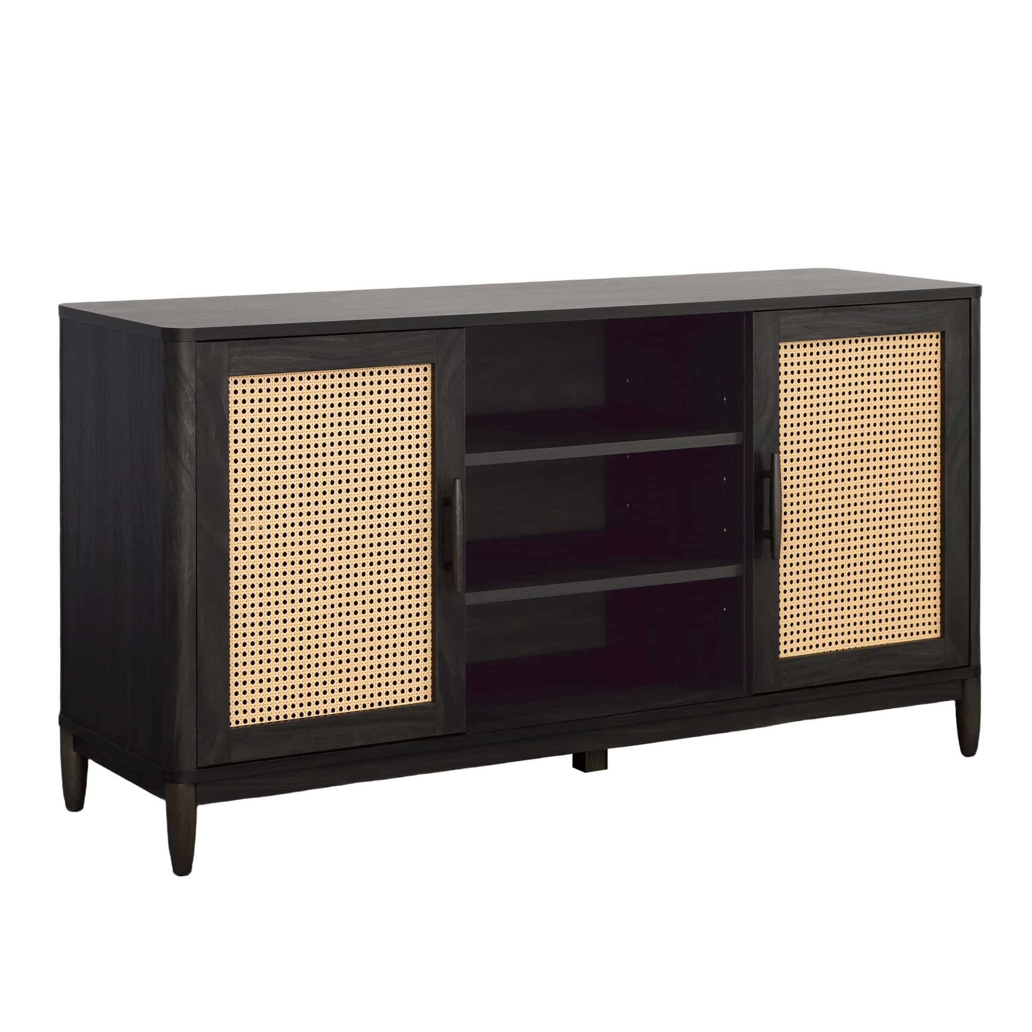 Better Homes & Gardens Springwood Cane TV Stand for TV's up to 65", Charcoal Finish