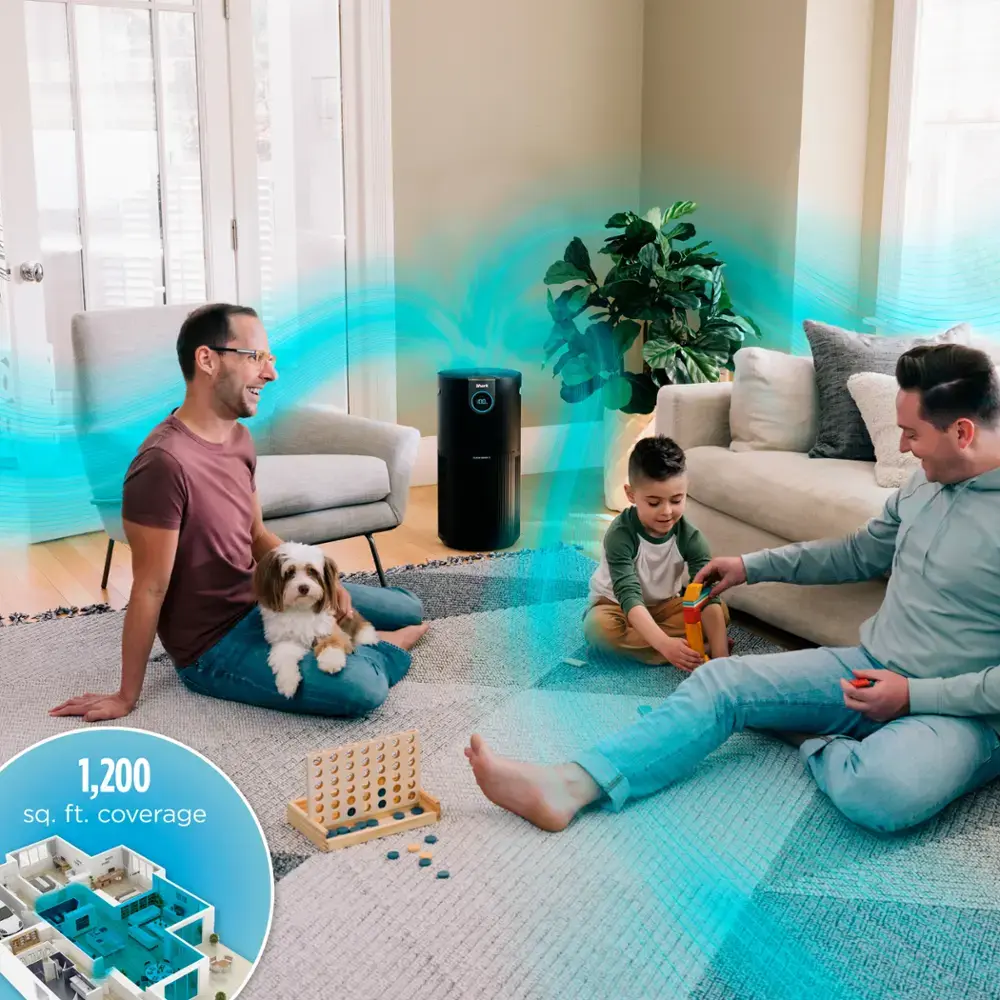 Shark - Air Purifier MAX with True NanoSeal HEPA, Cleansense IQ, Odor Lock, Cleans up to 1200 Sq. Ft - Charcoal Grey