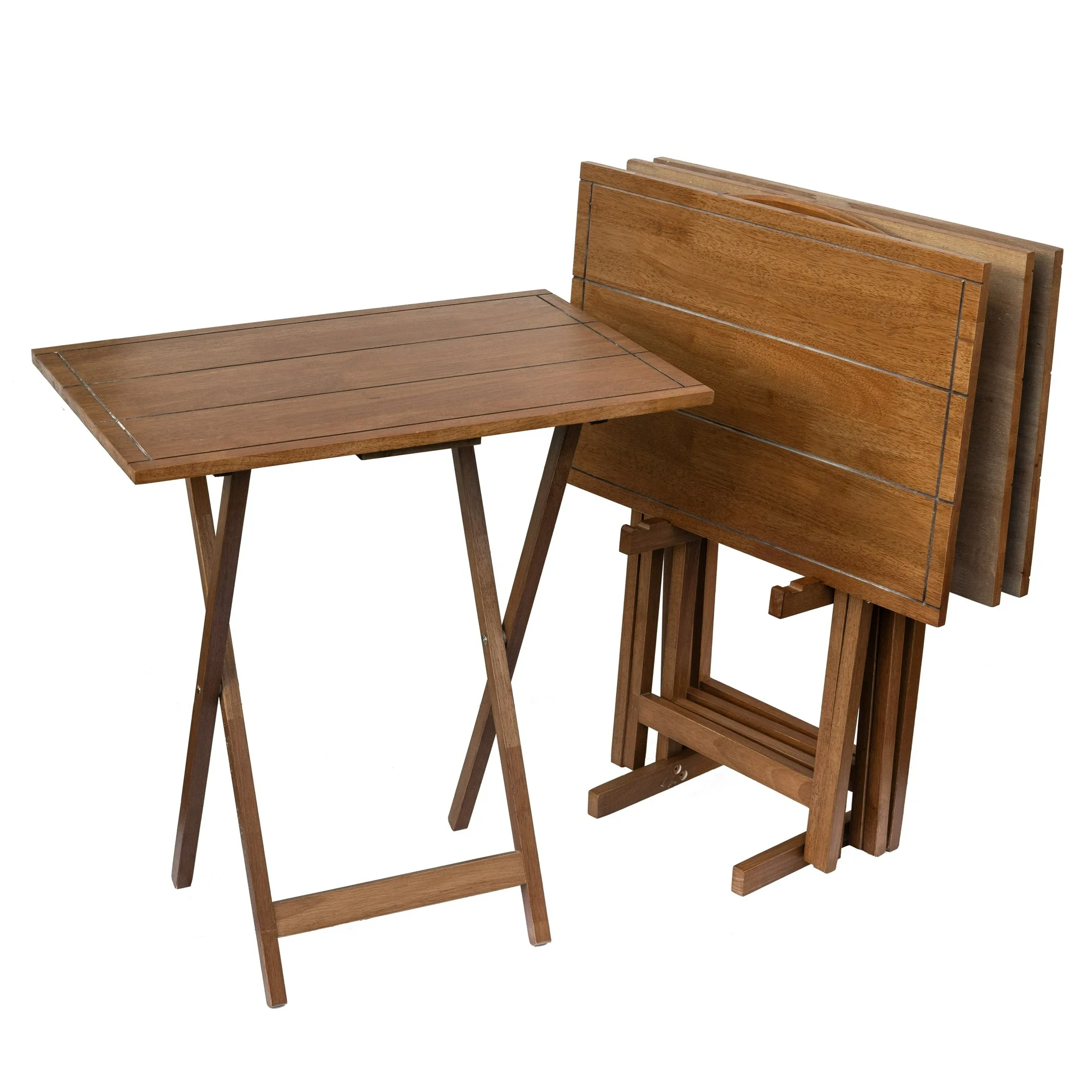 Mainstays 5pcs Over Size TV Tray Farmhouse Walnut L23.62" x W15.75" x H25.98"