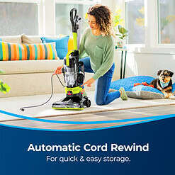 BISSELL PowerForce Helix Rewind Pet Deluxe Upright Vacuum with Live Wand 3335