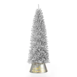 Glitzhome 7.5-ft Silver Tinsel Artificial Christmas Tree - Full Shape - Green - Standard Size - 1188 PVC Tips