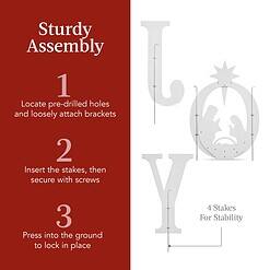 Best Choice Products 46in Outdoor Joy Christmas Nativity Decoration, 3 Piece Yard Decor Sign Holy Weather Resistant PVC Silhouette - White