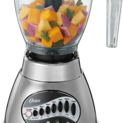 Oster Classic Series 16 Speed Blender with Food Chopper and Glass Jar, Brushed Nickel