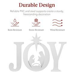 Best Choice Products 46in Outdoor Joy Christmas Nativity Decoration, 3 Piece Yard Decor Sign Holy Weather Resistant PVC Silhouette - White