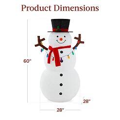 Best Choice Products 5ft Lighted Pop-Up Snowman, Large White Outdoor Christmas Holiday Decoration w/ 200 LED Lights, Hat, Scarf