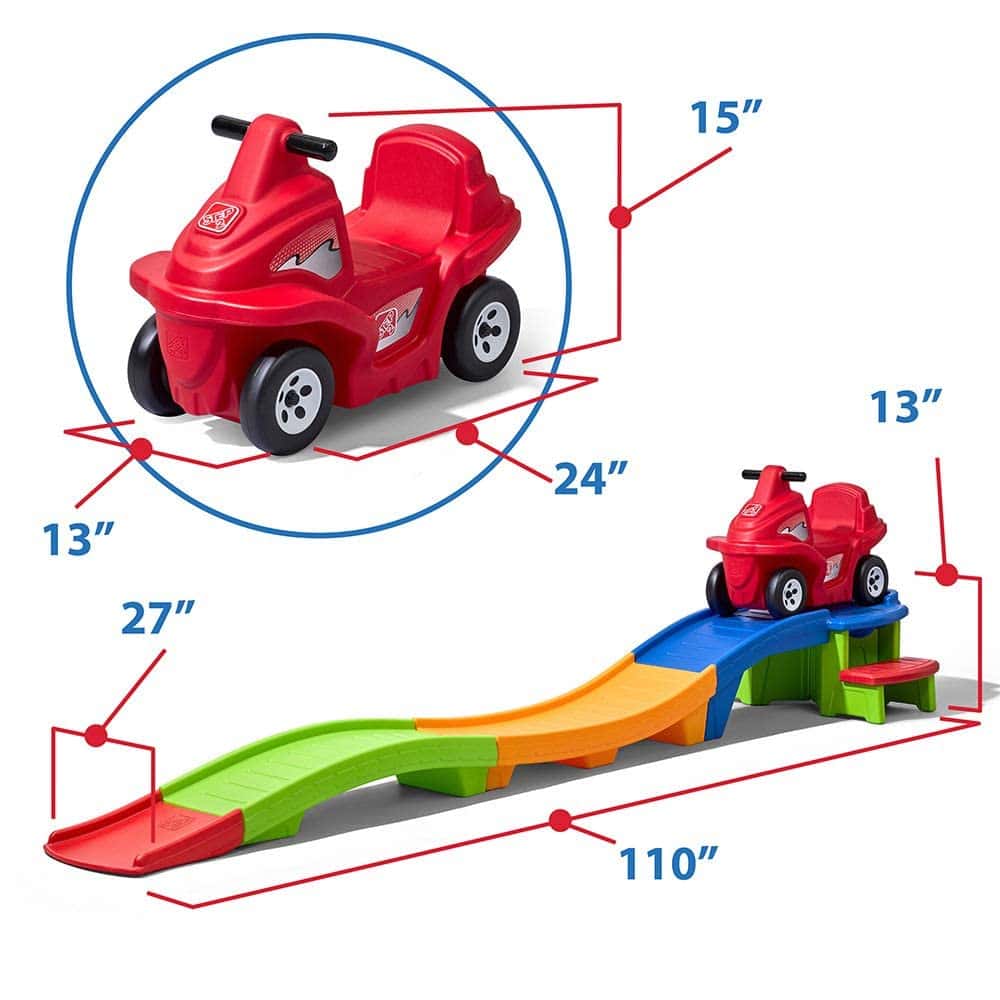 Step2 Up & Down Roller Coaster Kids Ride On Toy, Push Car, Indoor/Outdoor Playset, Multicolor