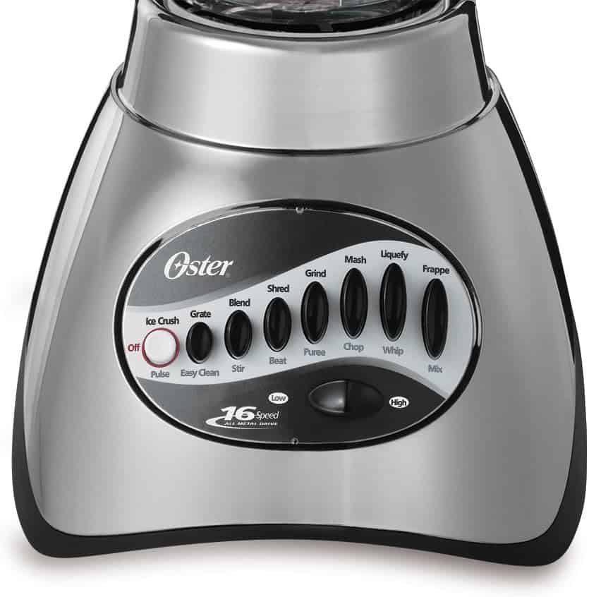 Oster Classic Series 16 Speed Blender with Food Chopper and Glass Jar, Brushed Nickel