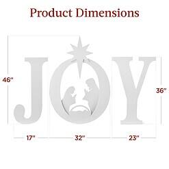 Best Choice Products 46in Outdoor Joy Christmas Nativity Decoration, 3 Piece Yard Decor Sign Holy Weather Resistant PVC Silhouette - White