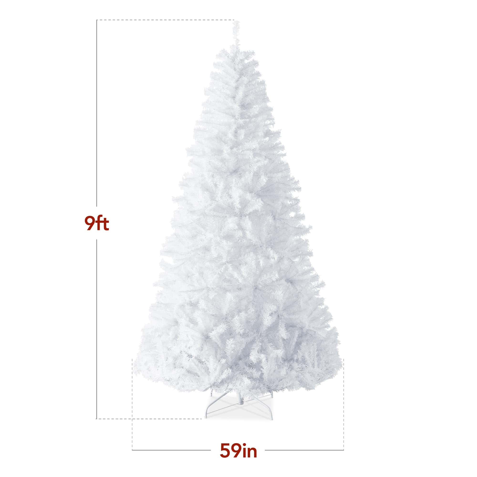 Best Choice Products Artificial Christmas Tree, White 9ft Premium Pine Unlit Holiday Decoration