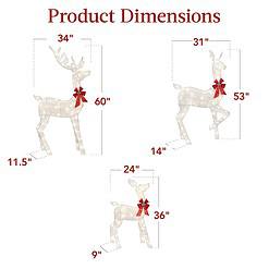 Best Choice Products 3-Piece Large Lighted Christmas Deer Family Set 5Ft Outdoor Yard Decoration - White