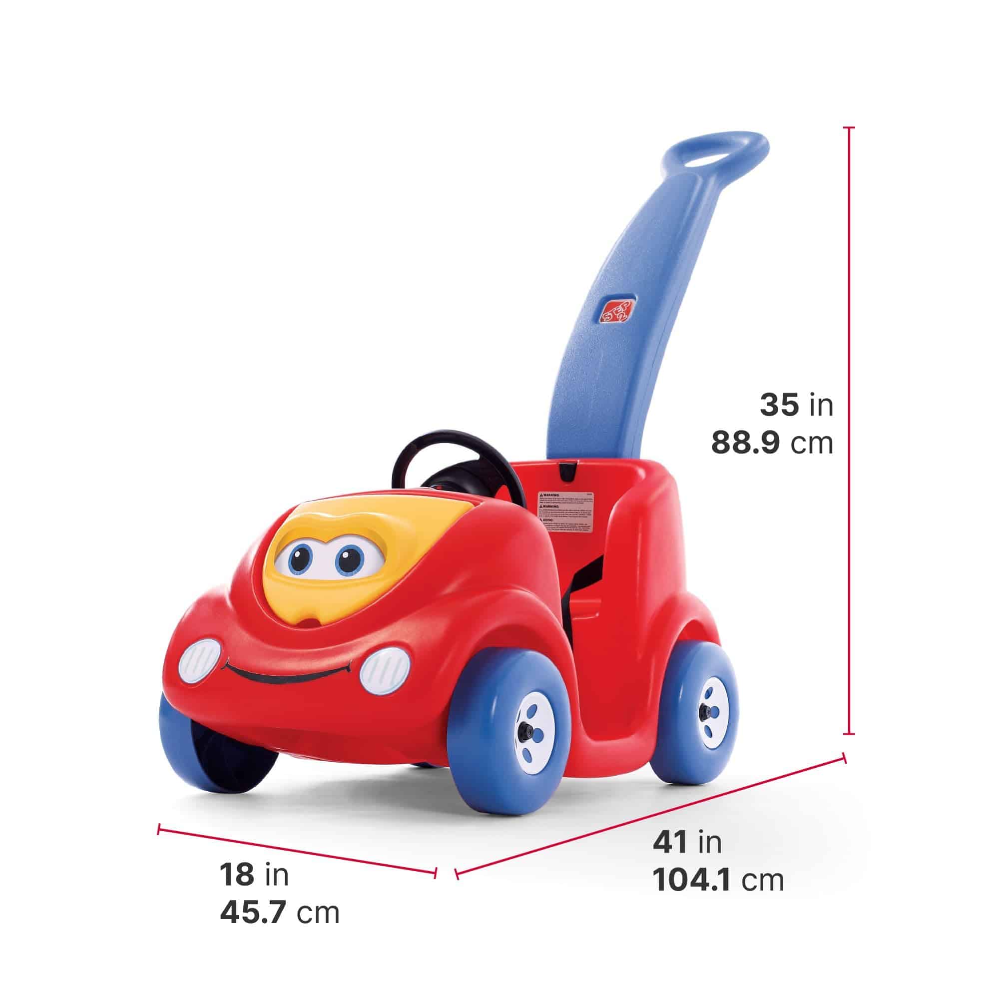 Step2 Push Around Buggy Kids Push Car, Ride On Toy, Stroller Substitute, Includes Seat Belt & Horn, Made of Durable Plastic, Red