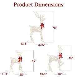 Best Choice Products 3-Piece Large Lighted Christmas Deer Family Set 6.5ft Outdoor Yard Decoration - White
