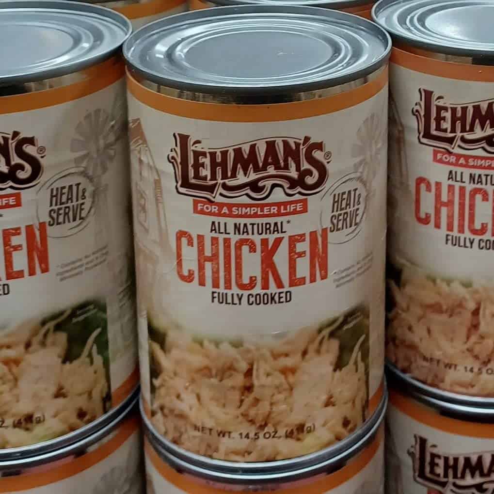 Lehman's All Natural Canned Meat, USA Made Ready to Eat for Everyday, Camping or Emergencies, 14.5 oz each, Pack of 3, Chicken