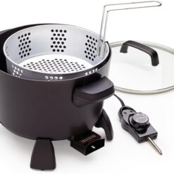 Presto 8-Quart Big Kettle, Steamer and Deep Fryer Multi-Cooker, Black