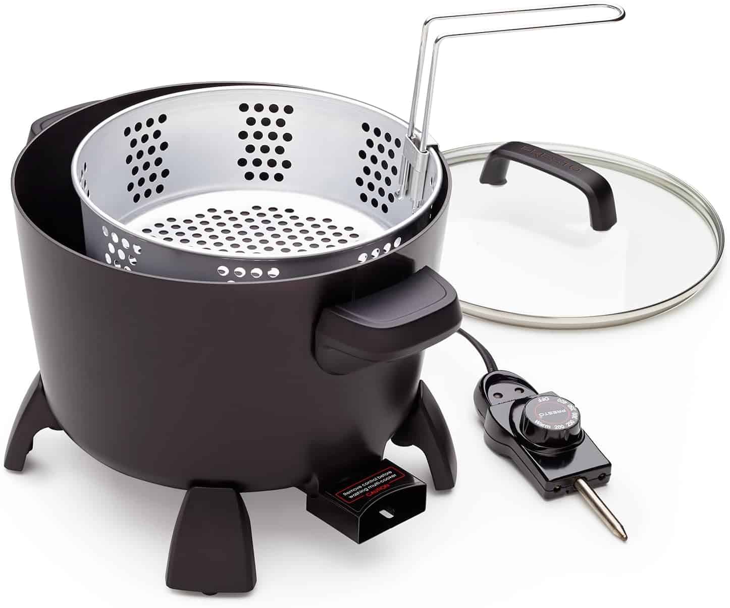 Presto 8-Quart Big Kettle, Steamer and Deep Fryer Multi-Cooker, Black