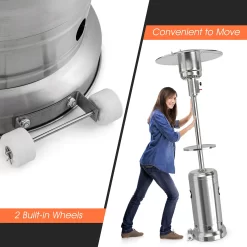 CASAINC 48000-BTU Silver Steel Floorstanding Liquid Propane Patio Heater