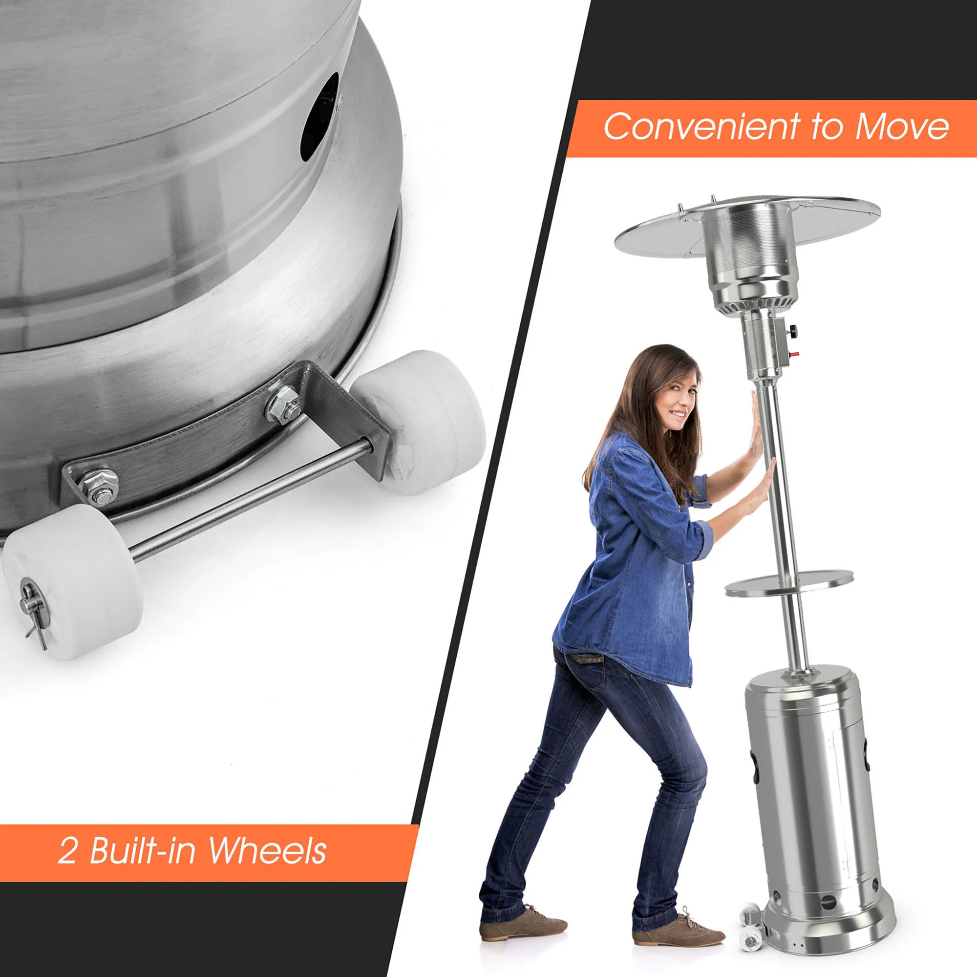 CASAINC 48000-BTU Silver Steel Floorstanding Liquid Propane Patio Heater