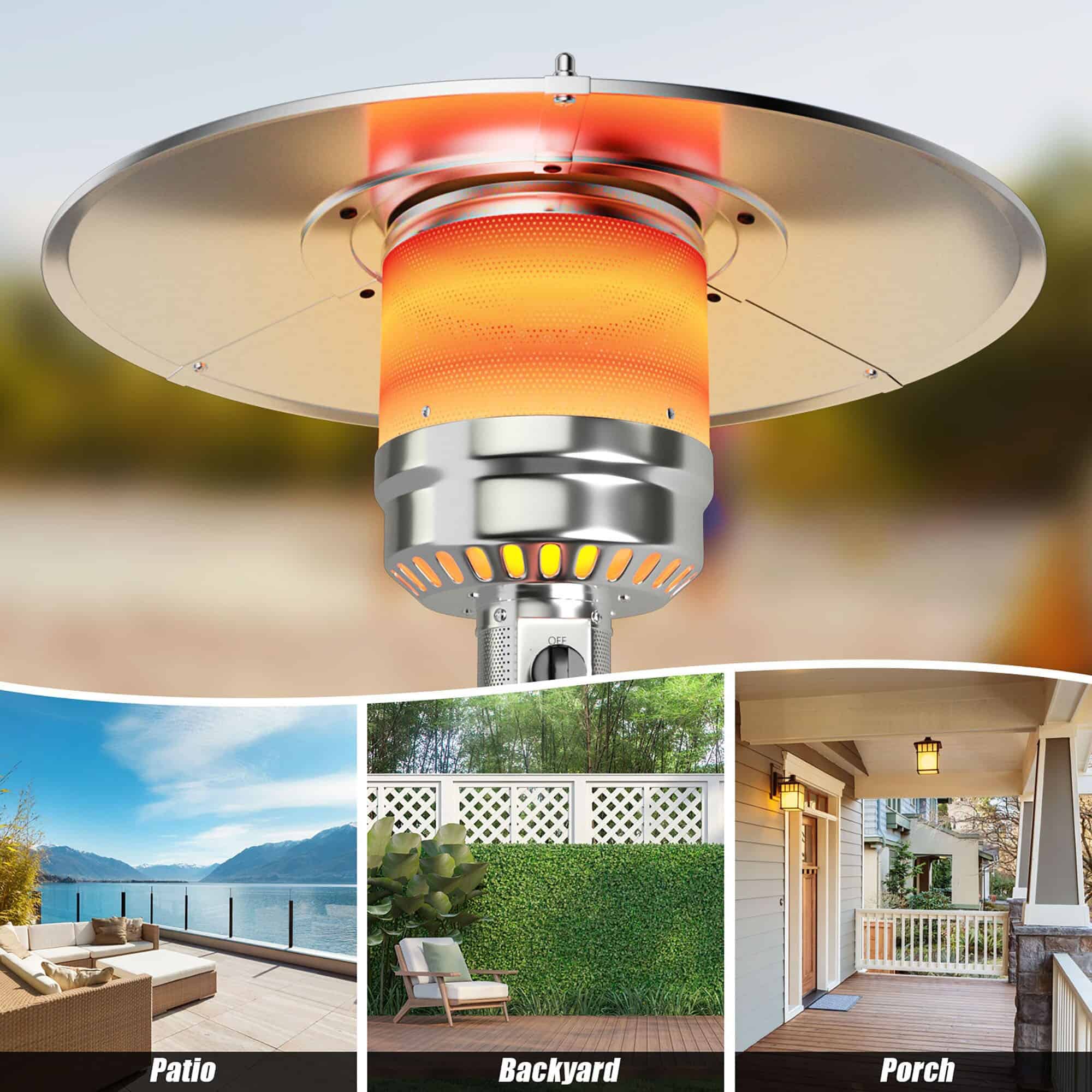 CASAINC 48000-BTU Silver Steel Floorstanding Liquid Propane Patio Heater