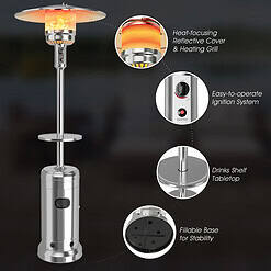 CASAINC 48000-BTU Silver Steel Floorstanding Liquid Propane Patio Heater