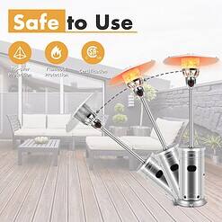 CASAINC 48000-BTU Silver Steel Floorstanding Liquid Propane Patio Heater