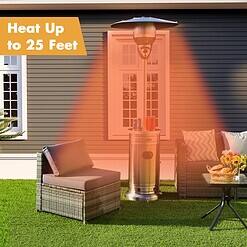 CASAINC 48000-BTU Silver Steel Floorstanding Liquid Propane Patio Heater