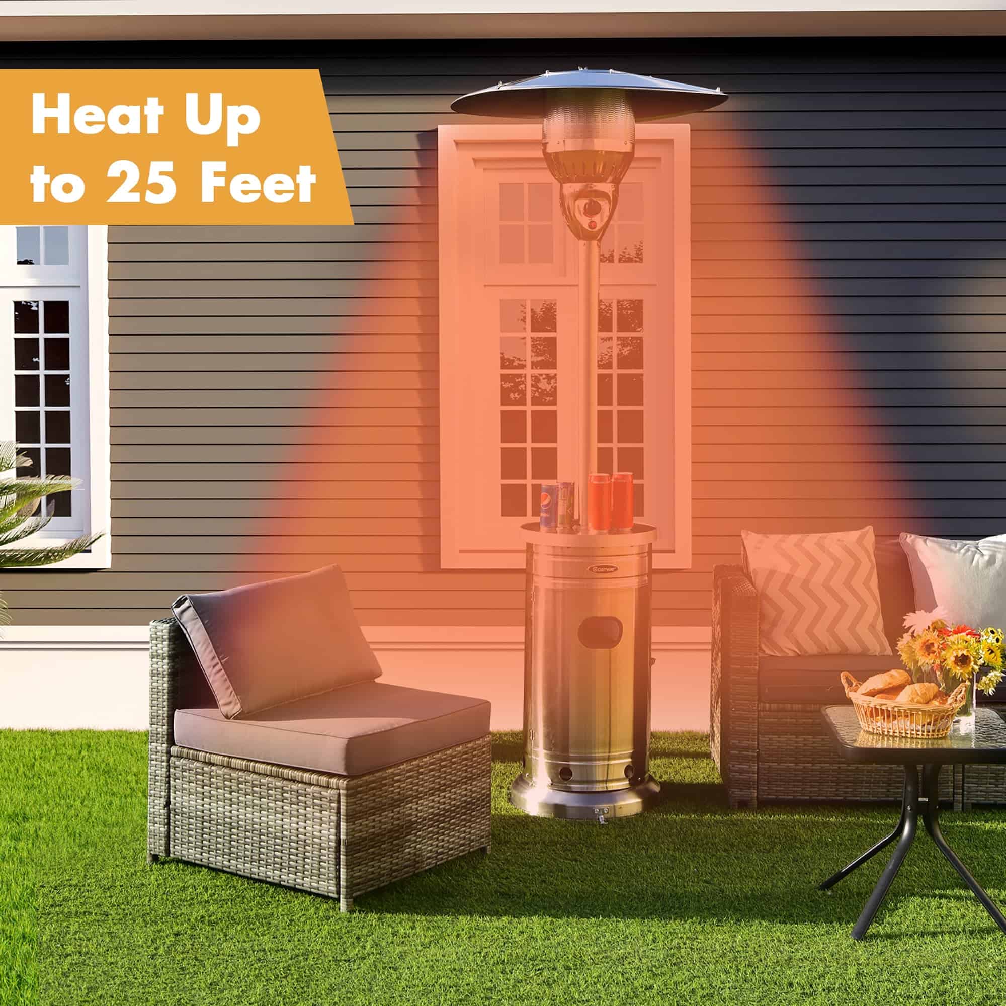 CASAINC 48000-BTU Silver Steel Floorstanding Liquid Propane Patio Heater