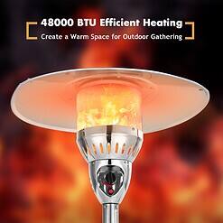 CASAINC 48000-BTU Silver Steel Floorstanding Liquid Propane Patio Heater