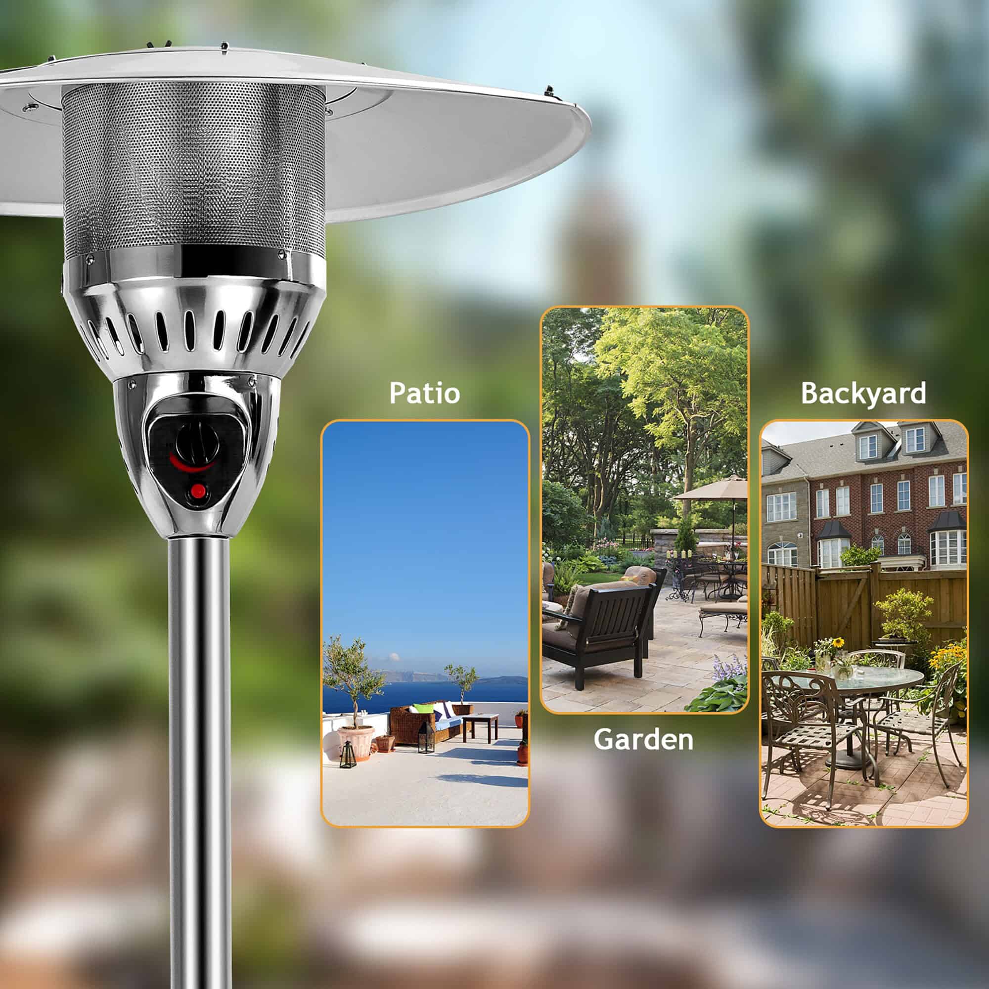 CASAINC 48000-BTU Silver Steel Floorstanding Liquid Propane Patio Heater