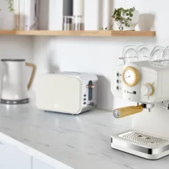 SWAN Stainless Steel Espresso Machine with Drip Tray (White)