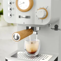 SWAN Stainless Steel Espresso Machine with Drip Tray (White)