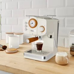 SWAN Stainless Steel Espresso Machine with Drip Tray (White)