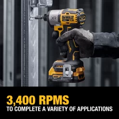 DEWALT XR 20-volt Max 1/4-in Brushless Cordless Impact Driver (Battery and Charger Included with Soft Bag)