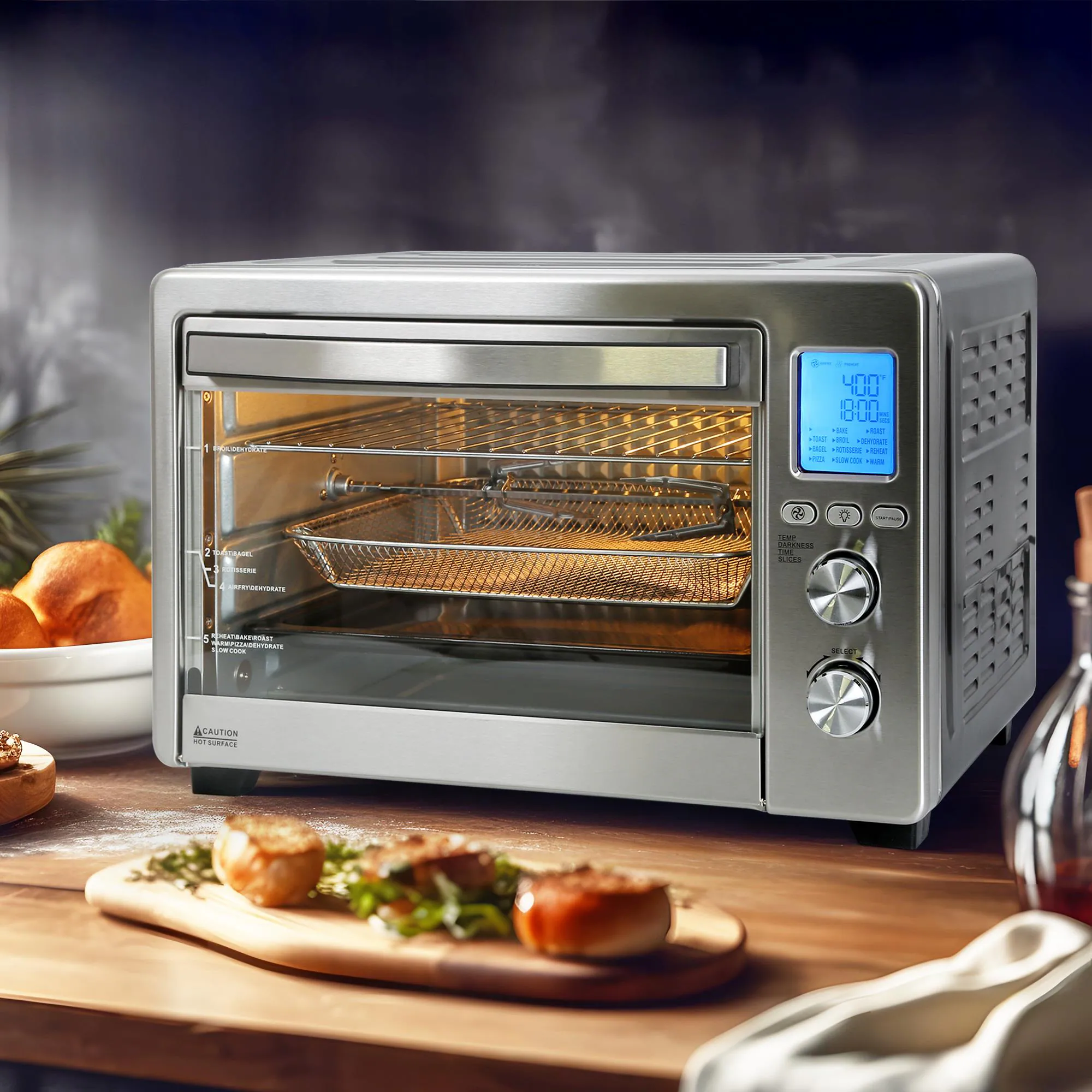 LNC Magic 34-Quart Gray Digital 3-Baskets Air Fryer