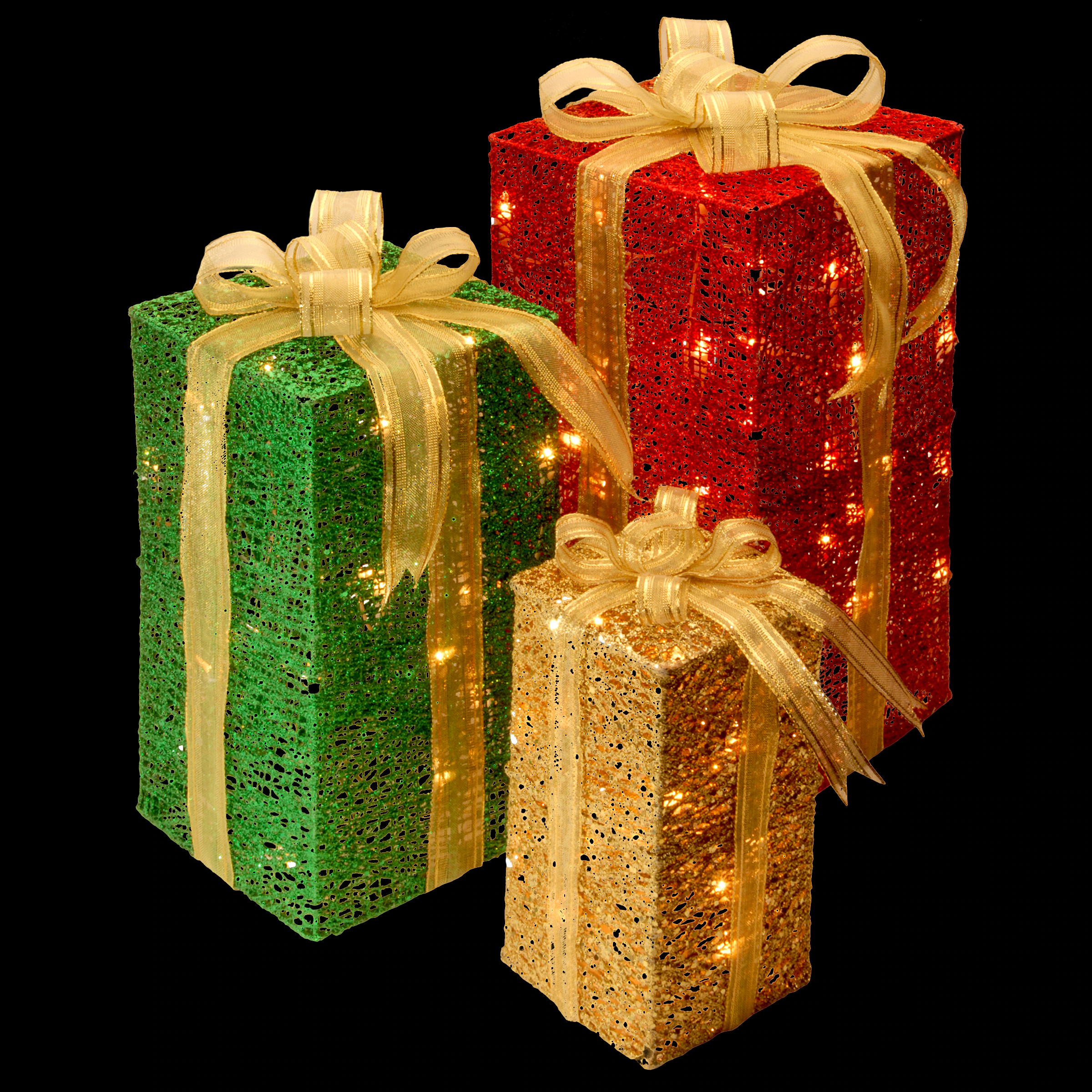 National Tree Company 18-in Gift Box Free Standing Decoration with Clear Incandescent Lights