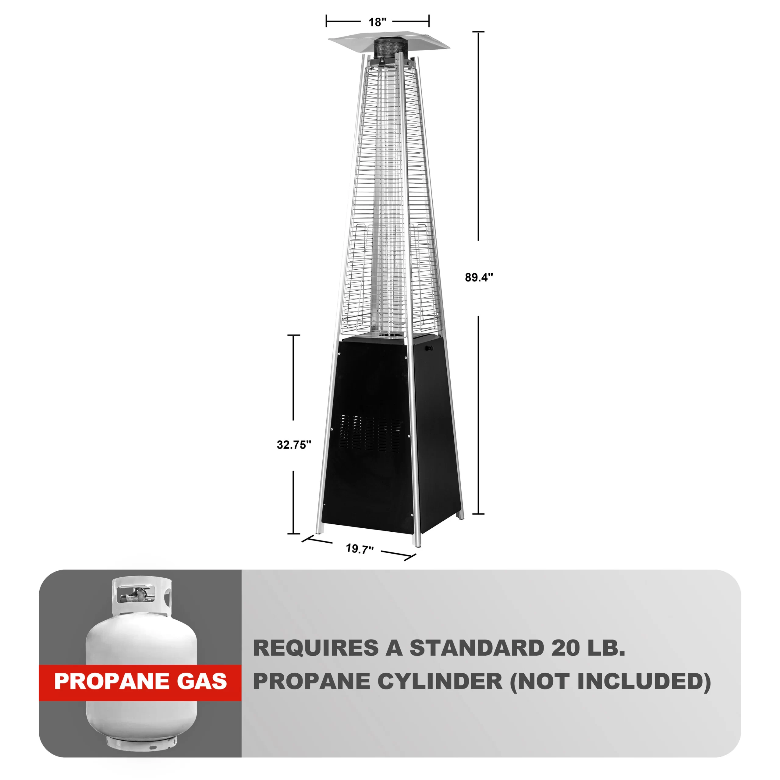 Nuu Garden 48000-BTU Black Steel Floorstanding Liquid Propane Patio Heater