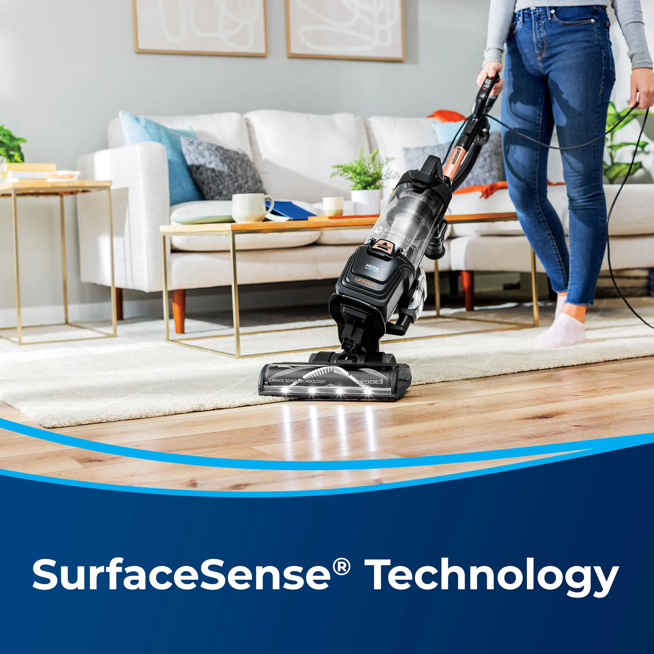 BISSELL SurfaceSense Lift Off Corded Bagless Pet Upright Vacuum with HEPA Filter
