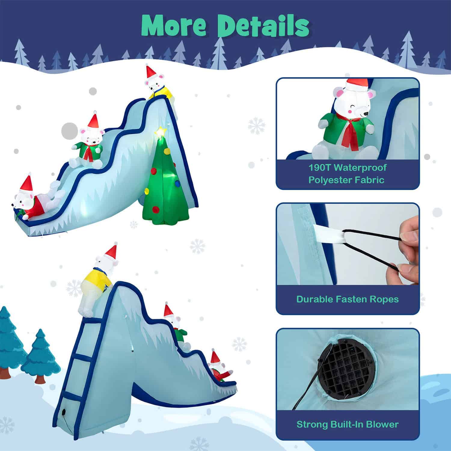 WELLFOR 7.2-ft Lighted Bear Christmas Inflatable