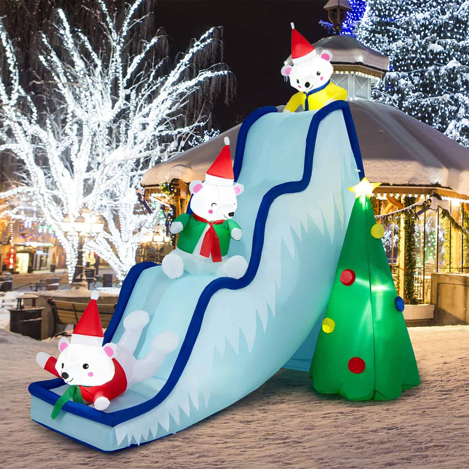 WELLFOR 7.2-ft Lighted Bear Christmas Inflatable