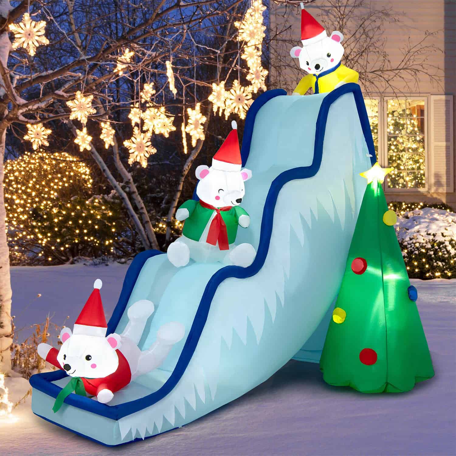 WELLFOR 7.2-ft Lighted Bear Christmas Inflatable
