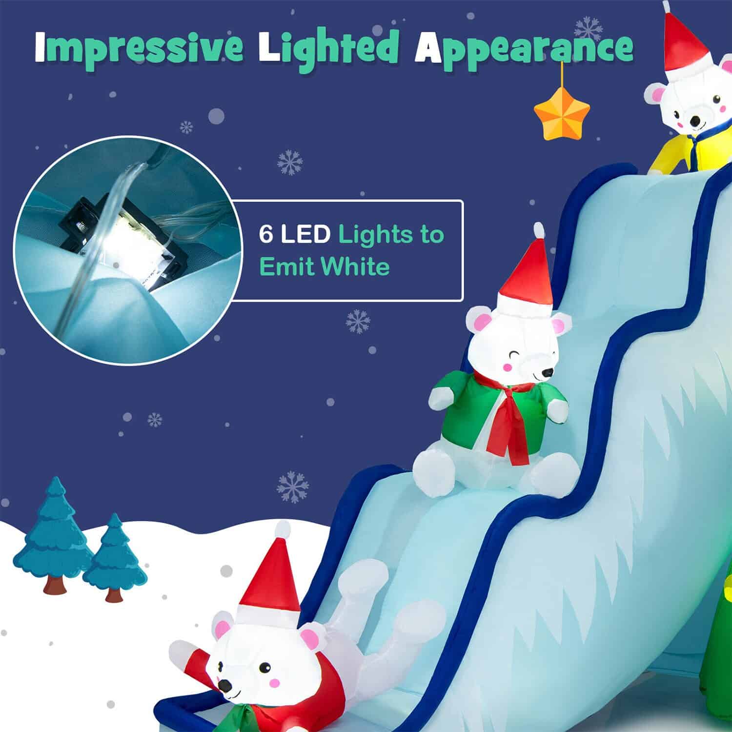 WELLFOR 7.2-ft Lighted Bear Christmas Inflatable