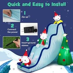 WELLFOR 7.2-ft Lighted Bear Christmas Inflatable