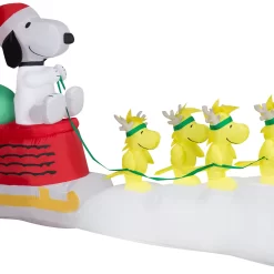 Gemmy 5.22-ft Lighted Peanuts Worldwide Snoopy Sleigh Christmas Inflatable