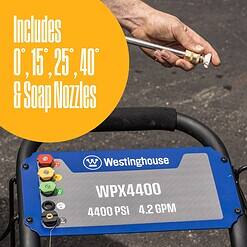 Westinghouse WPX4400 5 Included Nozzles Heavy Duty 4400 PSI 4.2-GPM Cold Water Gas Pressure Washer with 5 Spray Tips