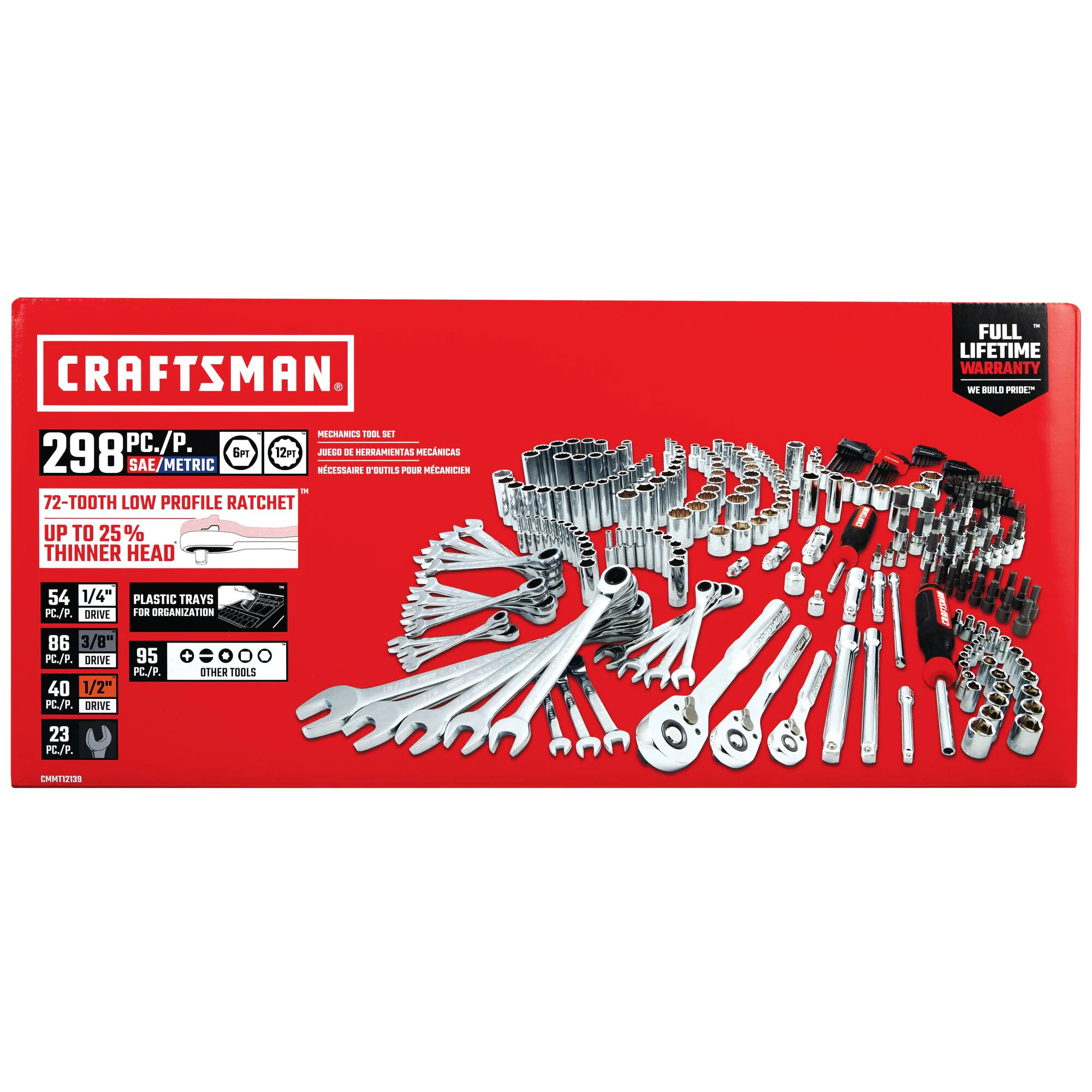 CRAFTSMAN 298-Piece Standard (SAE) and Metric Polished Chrome Mechanics Tool Set