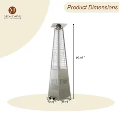 Mondawe 48000-BTU Silver Stainless Steel Floorstanding Liquid Propane Patio Heater