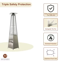 Mondawe 48000-BTU Silver Stainless Steel Floorstanding Liquid Propane Patio Heater