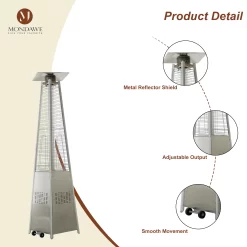 Mondawe 48000-BTU Silver Stainless Steel Floorstanding Liquid Propane Patio Heater
