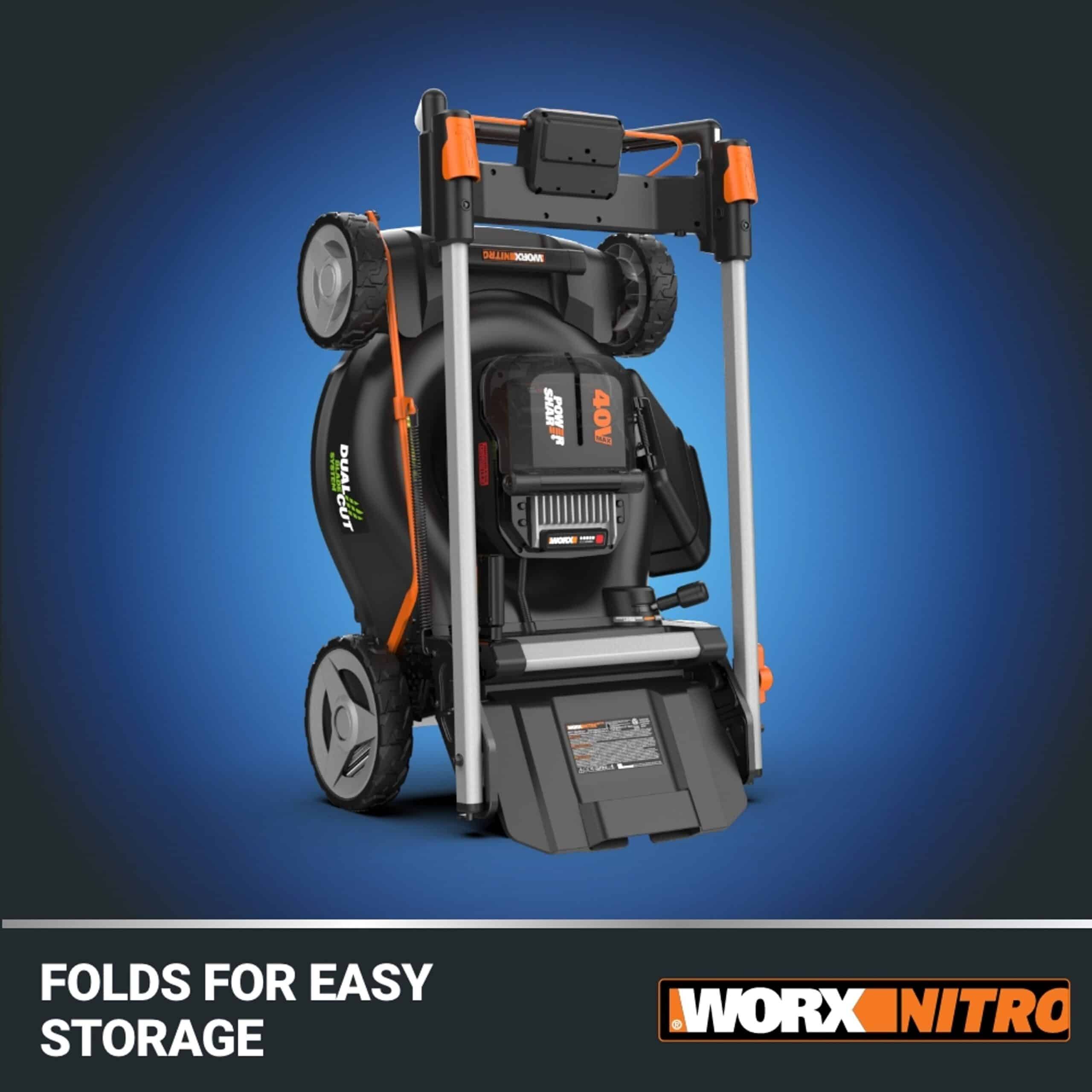 WORX Nitro Power Share Dual Blade 40-volt 21-in Cordless Self-propelled Lawn Mower 5 Ah (2-Batteries and Charger Included)
