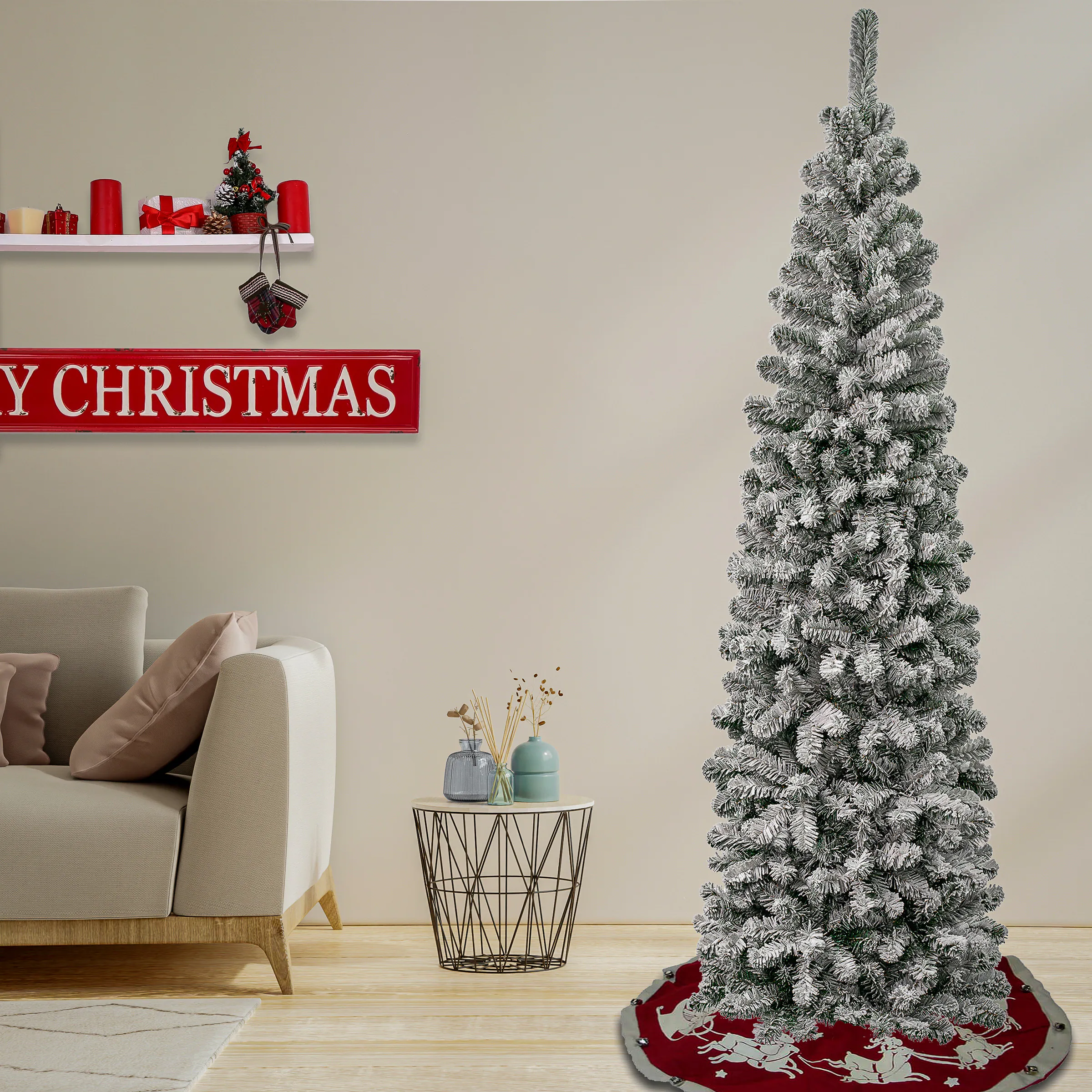 National Tree Company 7.5-ft Pencil Flocked Artificial Christmas Tree